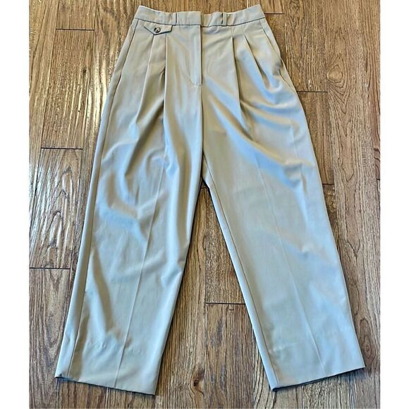 Mango high rise tan tapered straight leg trouser pants 4 - Picture 5 of 13
